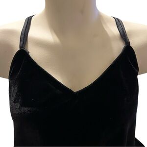 Pajamagram Velour Velvet Like Tank Top Black Double Strap Top Women’s Small